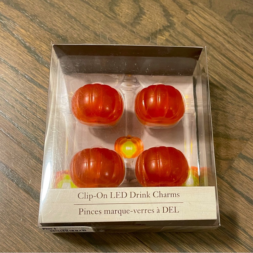 Pier 1 Clip-On LED Pumpkin Wine Glass Charms